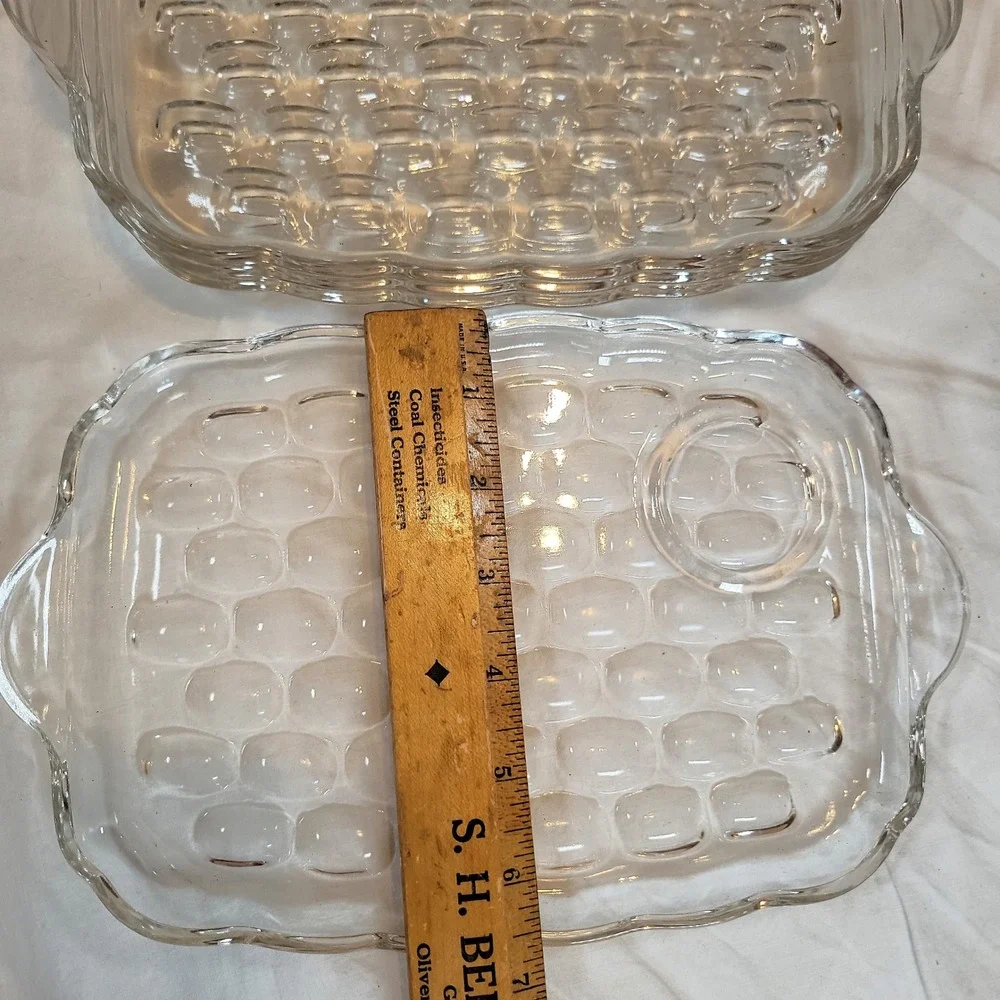 Federal Glass Snack Set A-8 Clear Homestead Pattern Vintage 8 Piece Set Boxed